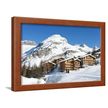 Mountain Ski Resort with Snow in Winter, Val-D'isere, Alps, France Framed Print Wall Art By