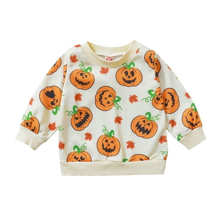 

Calsunbaby Kids Baby Girls Boys Halloween Romper Long Sleeve Pumpkin Jumpsuit One piece Bodysuit Clothes Beige 6-12 Months