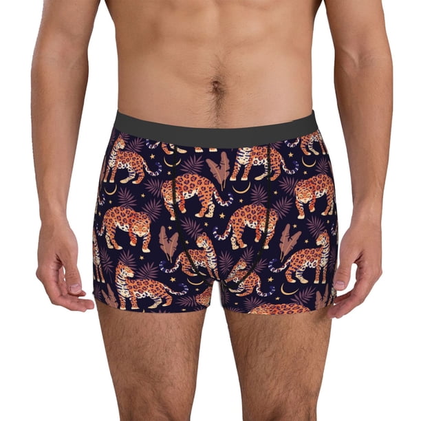 Fotbe Leopard Print Calzoncillos Tipo Boxer con Bolsa de Soporte Total para Hombre, X-Temp Fresco, Transpirable y de Secado Rápido-Large