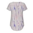thumbnail image 6 of Savings Clearance 2025! asdoklhq Womens Plus Size Tops Clearance,Women Plus Size V-neck Tie-dye Print Button Short Sleeve Tops T-Shirt Blouse, 6 of 6