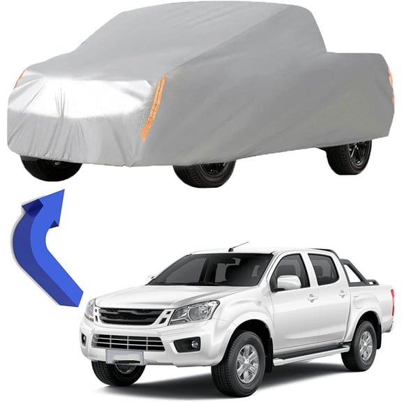 PET-U Full Coverage Car Cover All Weather Protection Outdoor & Indoor Silver Pickup Truck Universal up to 210 L x 70 W x 65 H