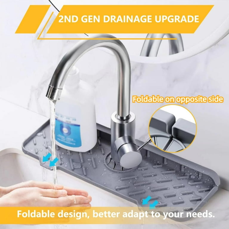 Silicone Faucet Mat Kitchen Sink Splash Guard Bathroom Sink Slip Drain Pad