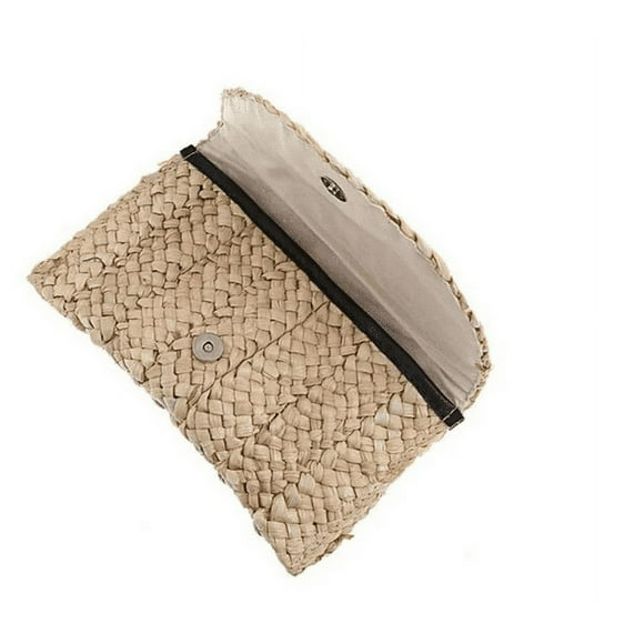 Bolsas de cosméticos, bolso de mano de paja tejida para mujer, color amarillo.