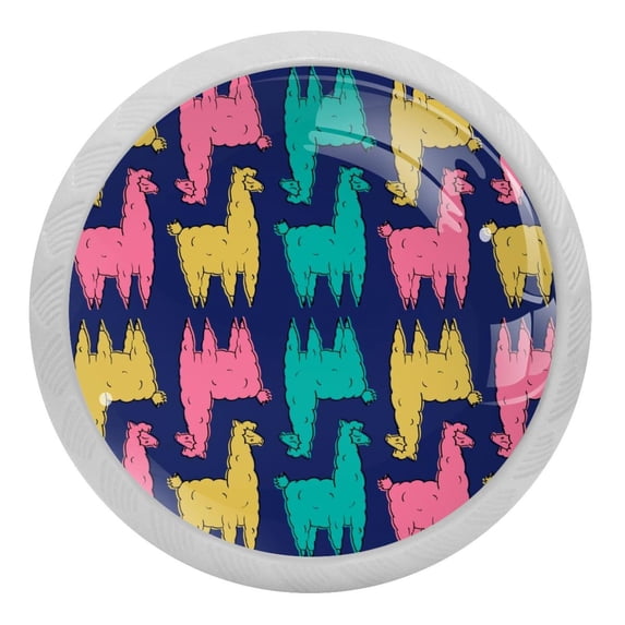 4PCS Round Alpaca Cabinet Fluorescence Knob Glowing in the Dark Furniture Drawer Pulls Handle with Screws