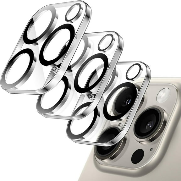 3-Pack HD Tempered Glass Camera Lens Protector for iPhone 15 Pro / iPhone 15 Pro Max
