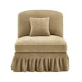 thumbnail image 4 of Chenille Armless Sofa with Removable Ruffle Skirt and Pillow Light Coffee Convertible Sectional for Small Spaces and Apartments, 4 of 8