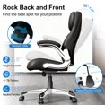 thumbnail image 5 of Nouhaus Office Ergonomic Desk High Back Executive Chair with Pop-Out Lumbar Support, Adjustable Headrest, Flip-Up Arms, Leather Home with Thick Cushion for Comfort - Black, 5 of 10