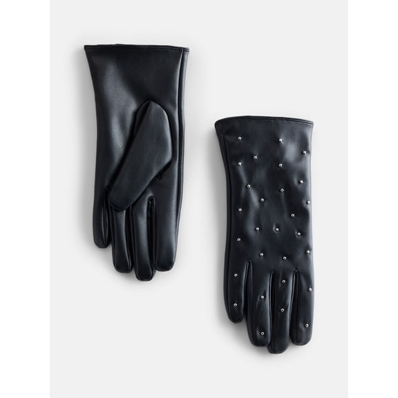 Time and Tru Women's Studded Gloves, Black, Sizes S/M-L/XL