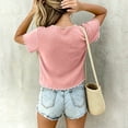 thumbnail image 2 of Jalioing Girls Cute Tops Ruffle Trim Short Sleeve Round Neck Summer Shirts Big Girls Solid Color Bowtie T Shirt 3-14 Years, 2 of 7