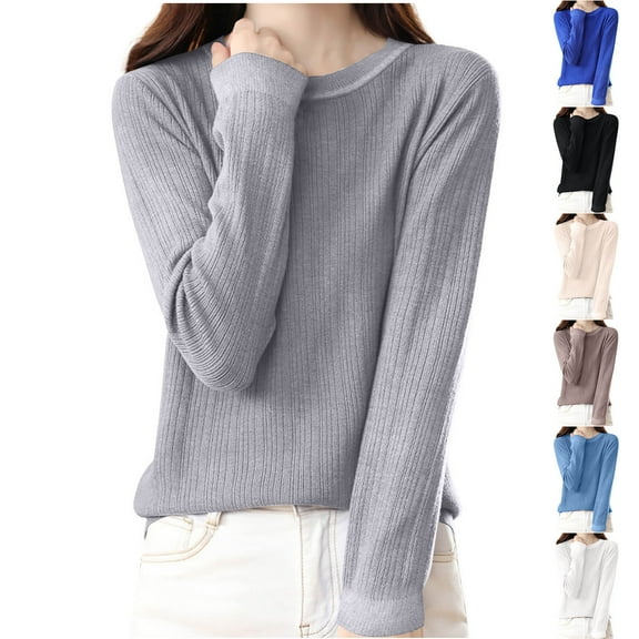 HAPIMO Slim Wool Sweater Women Fall Winter Warm Knitted Pullover Mockneck Long Sleeve Sweater Basic Tops Stretch Beige L