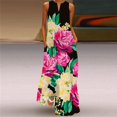 thumbnail image 2 of Robes d'Été pour Femmes 2022 Robe Longue d'Été Sans Manches Imprimée Col en V Ample Boho Plage avec Poches, 2 of 5