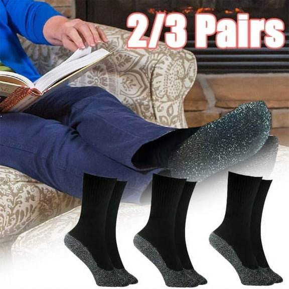 SPRING PARK 2/3 Pairs Aluminized Fiber Insulated Thicken Warm Home Socks for Winter Thermal Thick Insulated Heated Socks