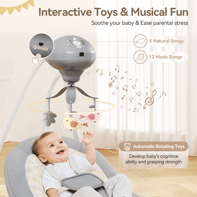 Baby Swing for Infants, Caveen Electric Baby Rocker with 360