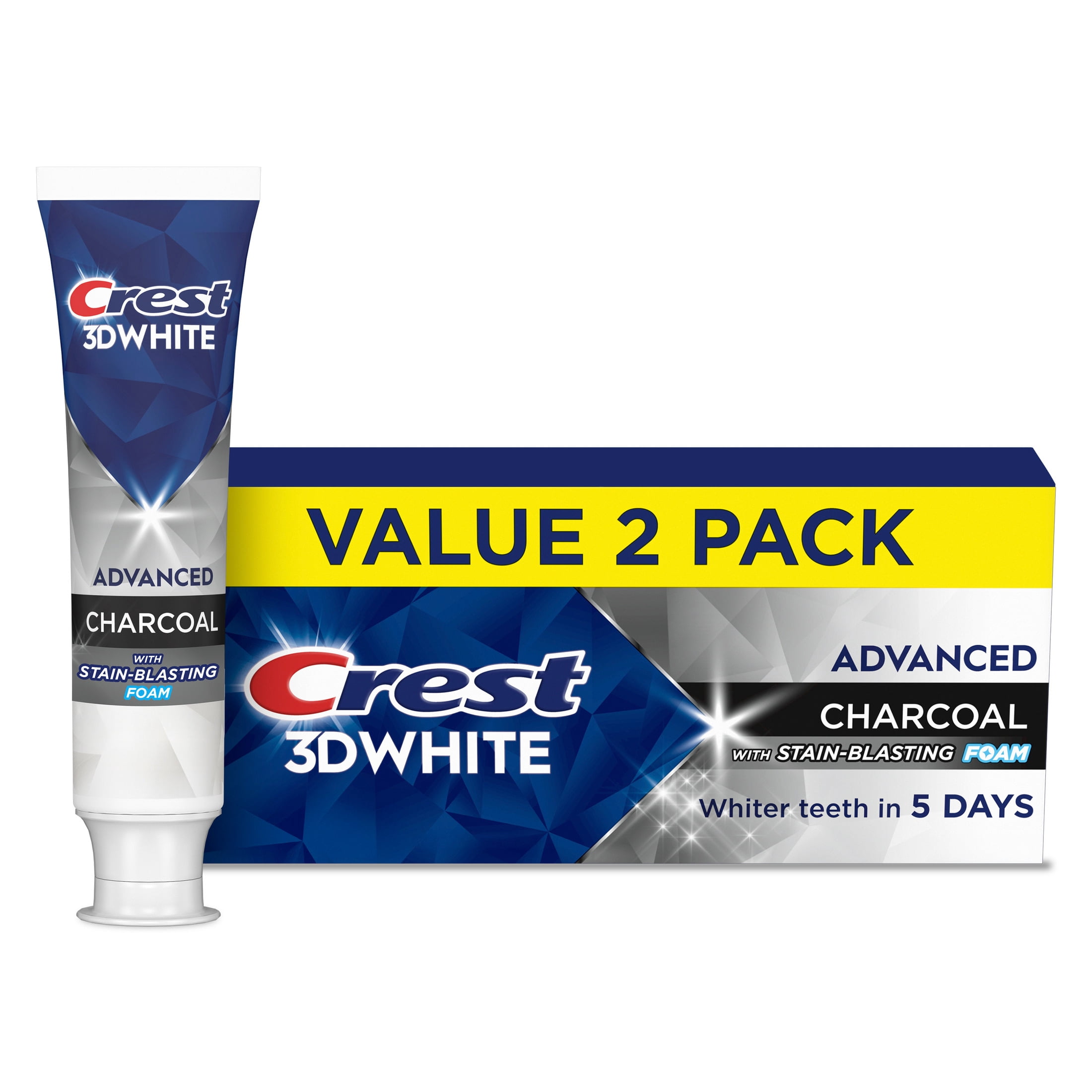 (6 pack) Crest Toothpaste, 3DWhite Advanced, Charcoal, 3.3 oz, Pack of 2