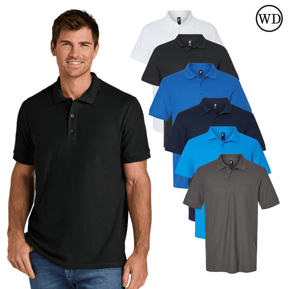 Gildan Hammer Men's Pique Polo Shirt,85800, 100% Ring-Spun Cotton, Durable & Soft, Pack 6, S