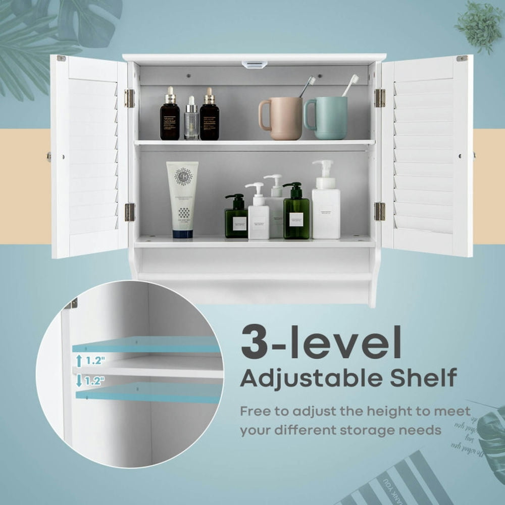 Finihen Bathroom Wall Cabinet, Wall Mounted Bathroom Cabinet, Medicine Cabinet, Bathroom Medicine Cabinet with Height Adjustable Shelf and Towels Bar, for Bathroom, White Finihen Bathroom Wall Cabinet, Wall Mounted Bathroom Cabinet, Medicine Cabinet, Bathroom Medicine Cabinet with Height Adjustable Shelf and Towels Bar, for Bathroom, White