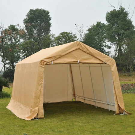 Enclosed Carport - Outsunny 17 x 10.5 ft. Heavy Duty Enclosed Carport