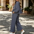thumbnail image 5 of Asgosdo Women Two Piece Outfits Boho Grid Ruffle Long Sleeve Top and Wide Leg Pant with Pocket Casual Fall Winter Matching Lounge Sets, 5 of 6