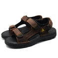 thumbnail image 3 of Men's Sandals Open Toe Casual Genuine Leather Stitching Summer Outdoor Beach Fisherman Hiking Sport Sandals for Men Brown 12, 3 of 8