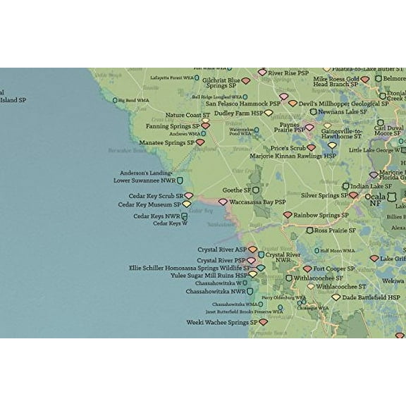 Best Maps Ever Florida State Parks & Federal Lands 24x36 Poster (Natural Earth)