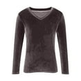 thumbnail image 4 of cocolona Long Sleeve Shirts for Women Fashion Solid Color V Neck Velvet Tops Dressy Casual Loose Blouses, 4 of 4