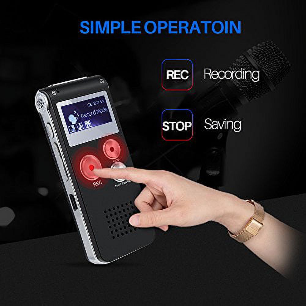 Mini Black Rechargeable 8GB Digital Audio Dictaphone MP3 Player Voice Recorder