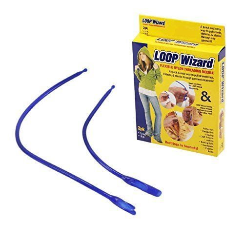 Loop Wizard Flexible Nylon Threading Needle Quick & Easy Way To Pull Drawstrings - 2 count