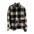 thumbnail image 3 of Winter Plaid Jackets for Womens Fashion Plus Size Double-sided Fleece Plaid Long Sleeved Long Coat Jacket Cardigan Overcoat Top, 3 of 4