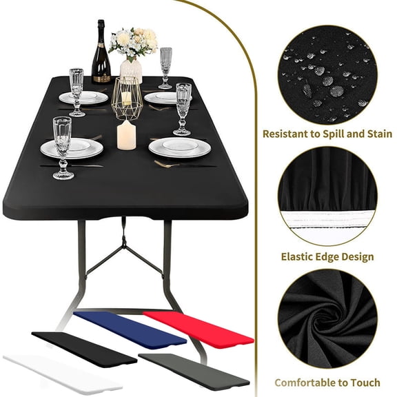 Msgweeeg Cloth Tablecloths for Rectangle Tables Table Cloth Spandex Picnic Tablecloth Elastic Tablecloth for 8x2.5ft Rectangular Table Stretchable Washable Patio Tablecloth for Outdoor