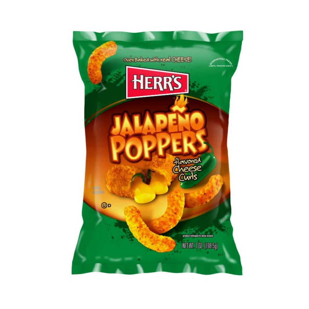 Herr's Jalapeno Poppers Cheese Curls 7 oz (PACK OF 9)