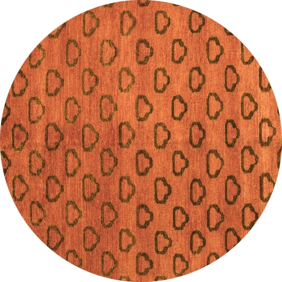 Ahgly Company Indoor Round Abstract Orange Modern Area Rugs, 6' Round