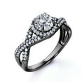 thumbnail image 3 of JeenMata 1 Carat Round Cut Moissanite Wedding Ring in 18k Black Gold Over Silver, 3 of 7