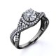 thumbnail image 3 of JeenMata Anillo de Bodas de Moissanita de Corte Redondo de 1 Quilate en Oro Negro de 18 K sobre Plata, 3 of 5