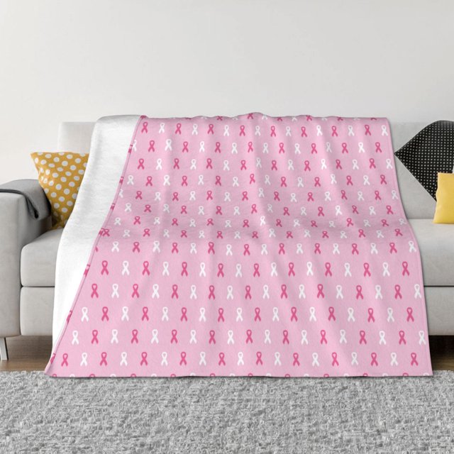 Sikiie Couverture en Flanelle Imprimée Sensibilisation au Cancer du Sein, Anti-Rides et Anti-Rétrécissement, Couverture en Peluche, Mobilier de Maison Adapté pour Lits, Canapés, Voyage-50"x40 Pouces