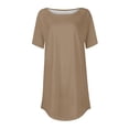 thumbnail image 4 of Tittly T Shirts for Women Graphic Tees Women's Pure Color Fashionable Casual Round Neck Short Sleeve Top Tshirts Shirts Womens Tops Khaki 3XL, 4 of 5