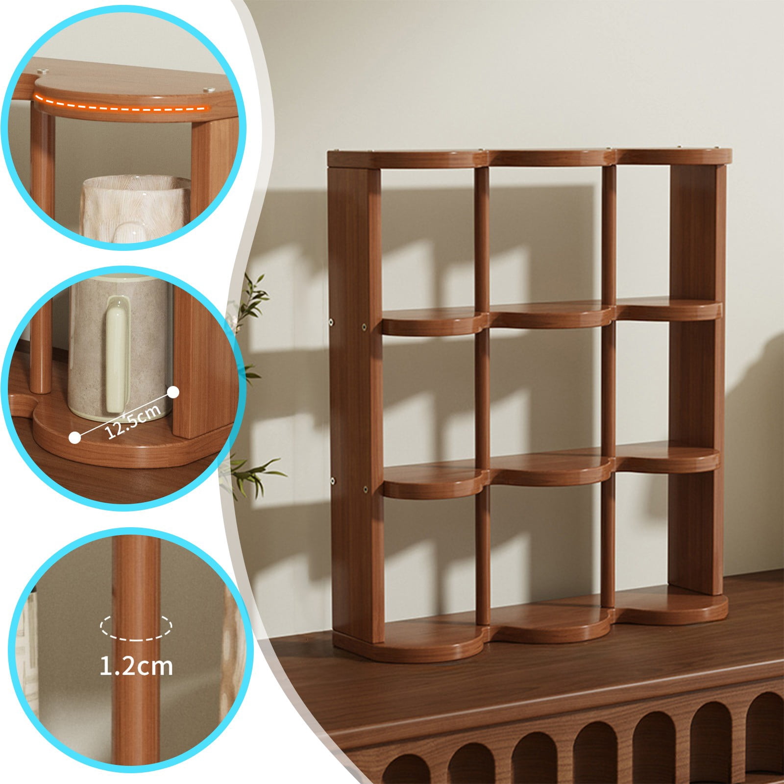 Fufafayo under $5 Retro Cup Holder, Desktop Three-Layer Storage Rack, Cup Curio Display Cabinet, Suitable for Office, Shop, Bedroom