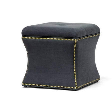 Ottoman Dark Bronze Plush - Baxton Studio Shrewsbury Dark Gray Linen Modern Ottoman