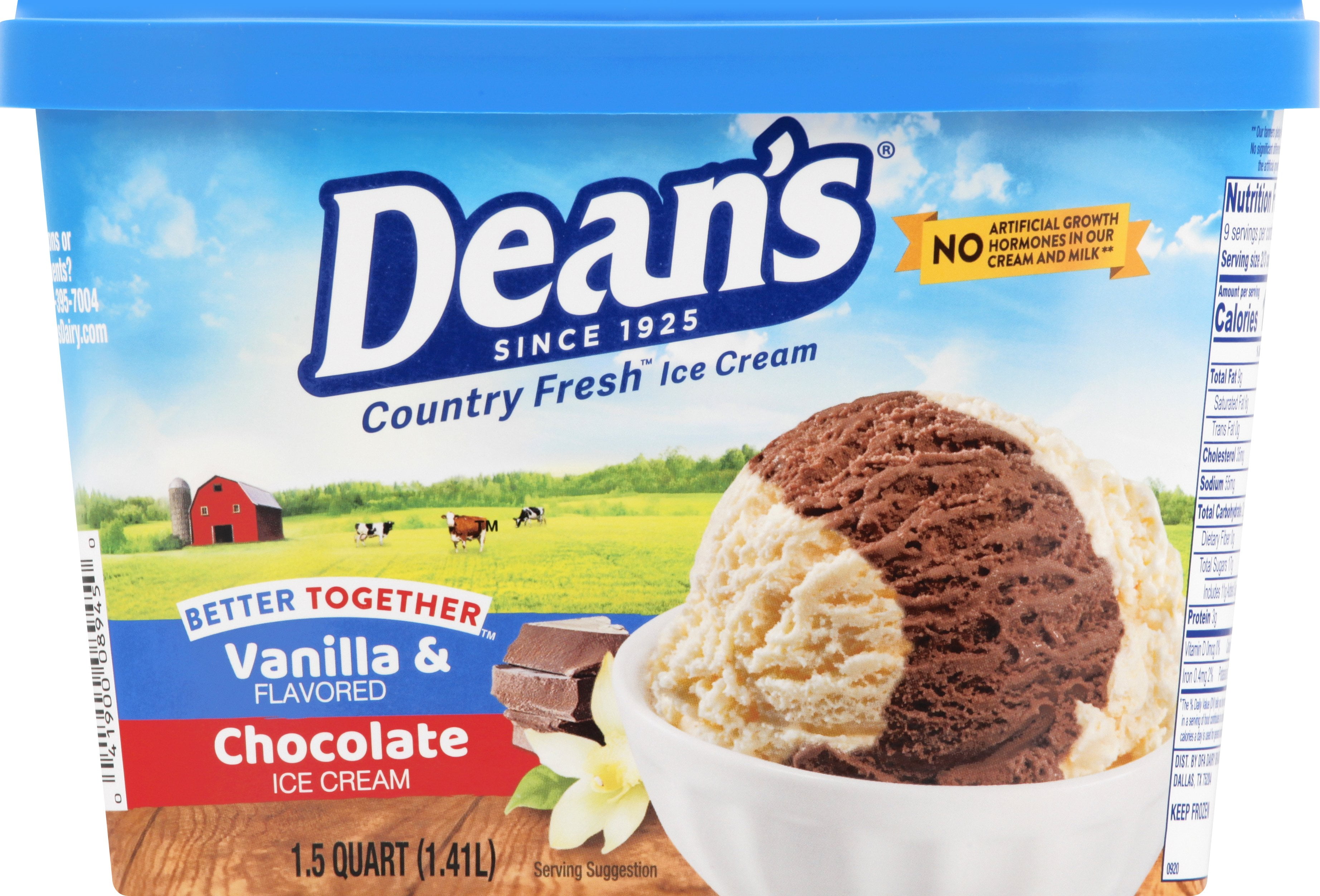 Dean's Country Fresh Ice Cream Better Together Vanilla & Chocolate 1.5 Quart Scround
