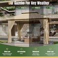 thumbnail image 5 of AOXUN Outdoor Gazebo for Patio 10x12, Metal Frame Canopy with Double Roofs, Heavy Duty Party Tent and Shelter with Mosquito Netting and Privacy Screen for Backyard, Lawn, Garden,Deck (Beige), 5 of 8