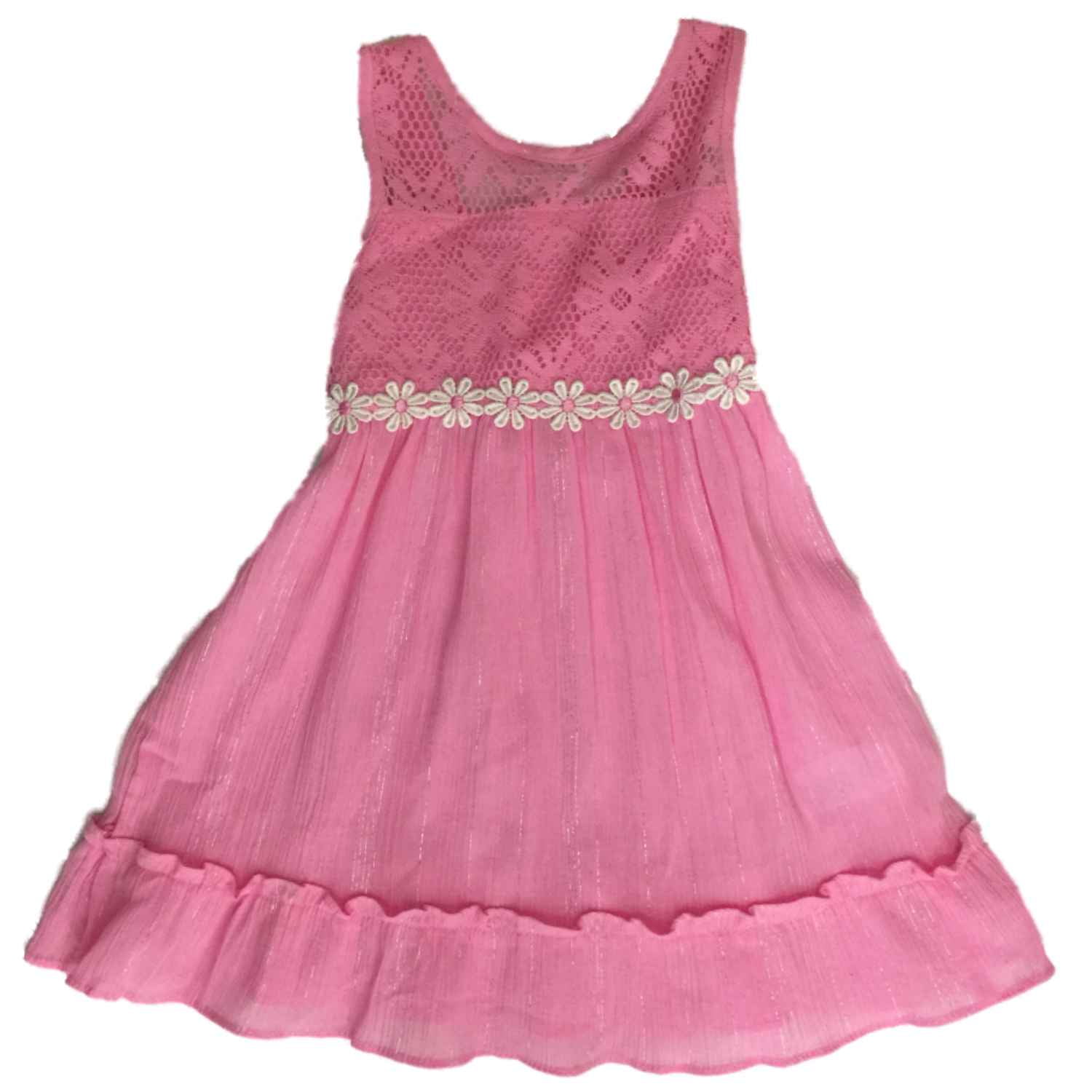 Youngland Toddler Girls Pink & Silver Daisy Flowy Sun Dress Sundress