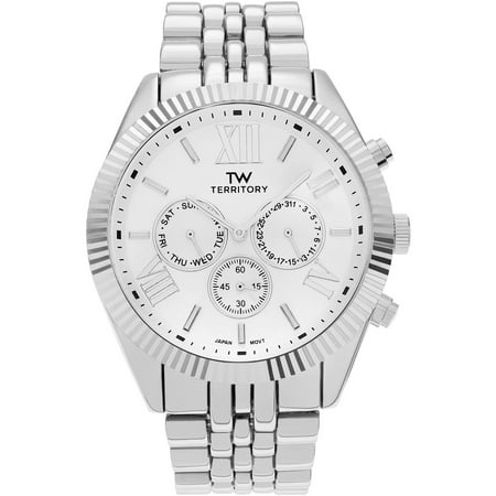 Territory Men's Chronograph Roman Numeral Dial Link Bracelet Fashion Watch, White