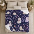 thumbnail image 5 of Ghost Pumpkin Scene Ghosts And Pumpkins Spooky Holiday Art Halloween Lovers Playful Harvest Motif Warm Flannel Blanket, Halloween Gift for Living Room and Family Room Home Decor, 5 of 9