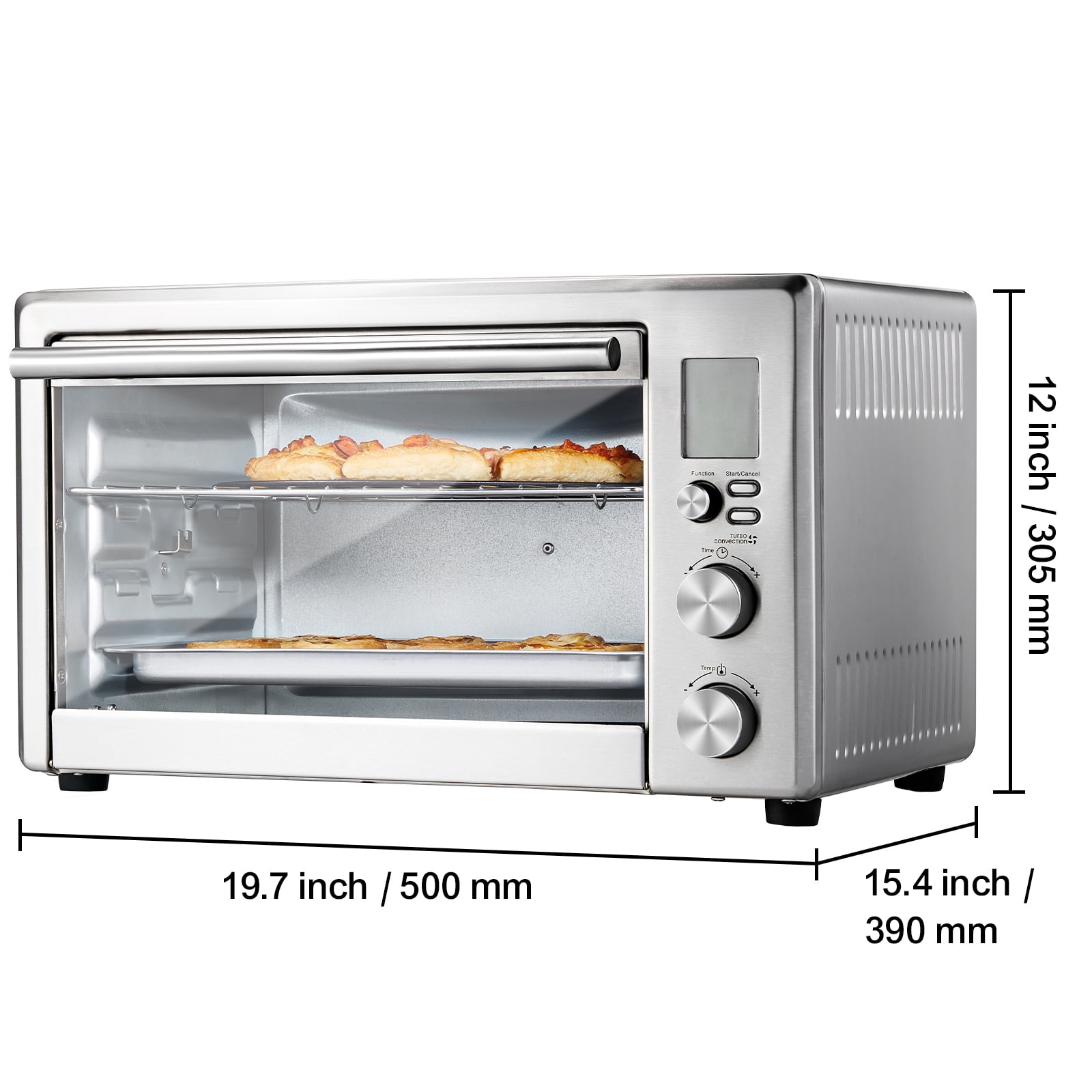 KFFKFF 10-Function Convection Oven, 28L/29.6Qt Versatile Standard Oven for Countertop, 1800W 4-Level Toaster with Transparent Front Door, Includes Trays Wire Racks Gloves
