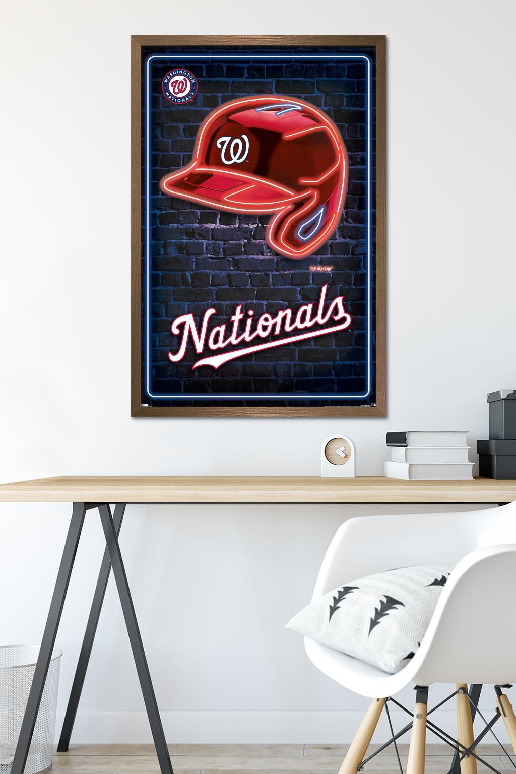 MLB Washington Nationals - Neon Helmet 23 Wall Poster, 22.375" x 34" Framed