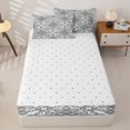 thumbnail image 4 of jejeloiu Elegant Damask Zipper Twin Comforter Sets with Fitted Sheet and 2 Pillowcases For Men Women,Floral Pattern Zipper Bedding Set,Black White,Reversible,4-Piece, 4 of 7