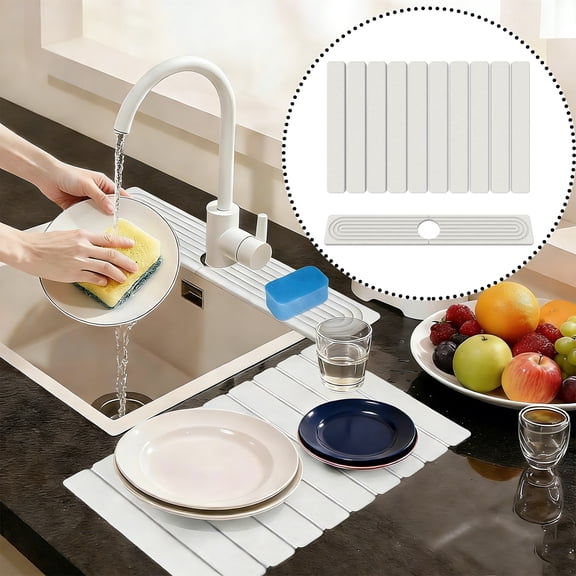 Petyoung 24" x 16" Stone Drying Mat with 24" x 4" Faucet Mat Set, Absorbent Kitchen Counter Drying Pad for Dishes, Bottles, Cups