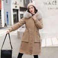 thumbnail image 1 of Ladies long down cotton winter warm jacket coat with detachable plush lining, 1 of 4