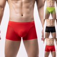 thumbnail image 1 of Underwear Men Ice Silk Mesh Solid Quick Dry Boxers Shorts Comfortable Underwear Red L, 1 of 6