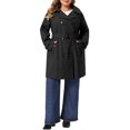 thumbnail image 2 of Agnes Orinda Women's Plus Size Trench Coats Notch Lapel Double Breasted Detachable Hood Winter Midi Pea Coats Jacket with Pocket 4X Black, 2 of 6