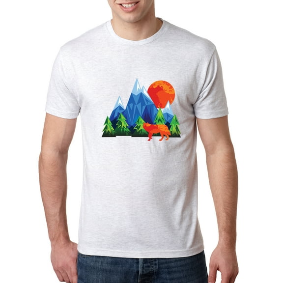 Wild Bobby, Neon Colorful California Bear Sunset Cali Redwoods | Mens Fashion Premium Tri Blend T-Shirt, Heather White, Small